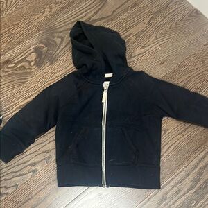 Carter's Black Zip-Up Hoodie with Attached Hood and Long Sleeves